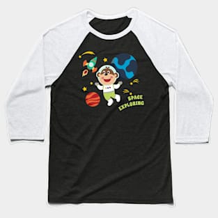 Space monkey or astronaut in a space suit with cartoon style Baseball T-Shirt